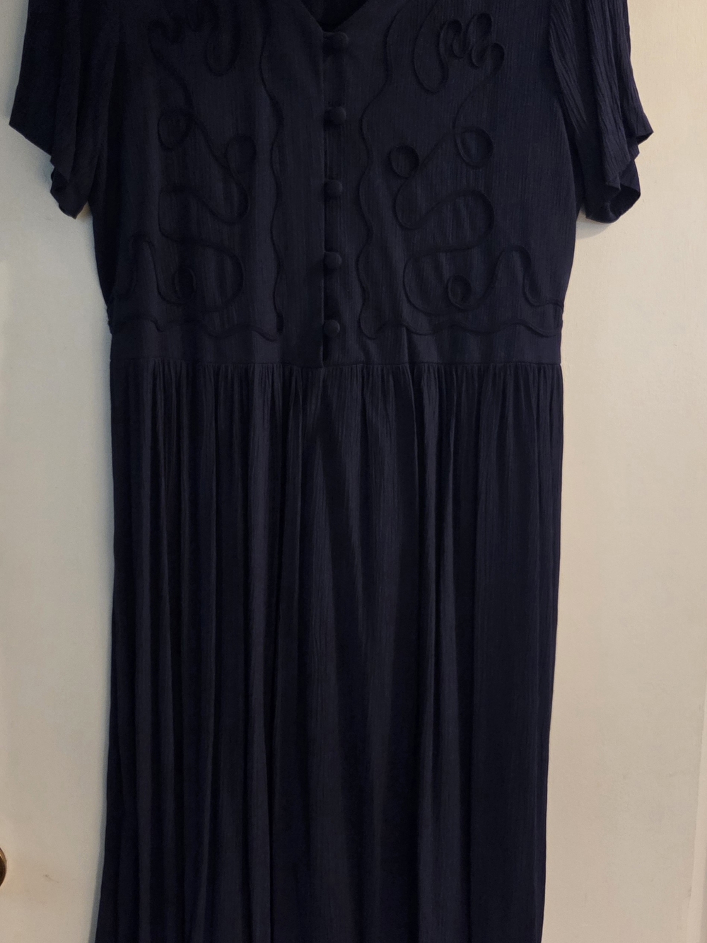 Ultra Dress Collection Navy Blue Midi Dress with Button Front